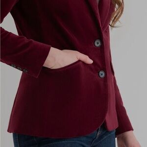Ricki's Windsor Wine Velvet Blazer with Button Details